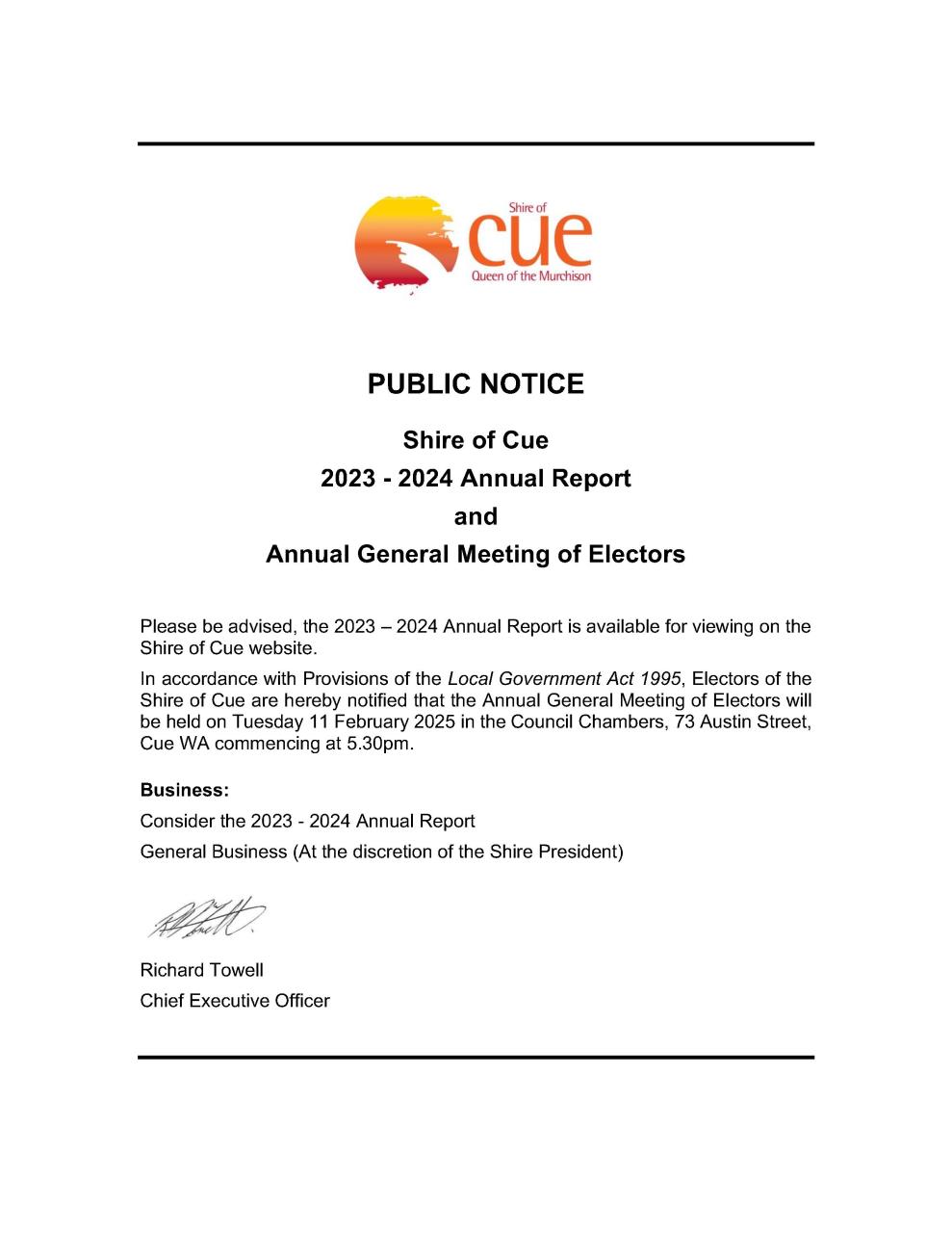 Public Notice - Annual General Meeting of Electors